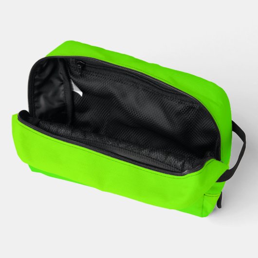 Felle groene ritssluitingstas met zwarte ritssluit toilettasje (Open)