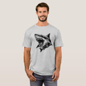 Felle Haai Grote Witte Haai Vector Kunst  T-shirt (Voorkant volledig)