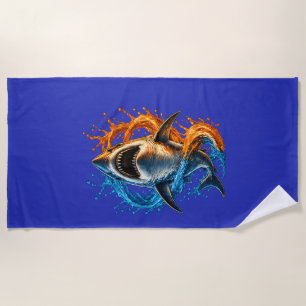Felle Haaien Strandhanddoek – Blauwe & Oranje Ocea Strandlaken