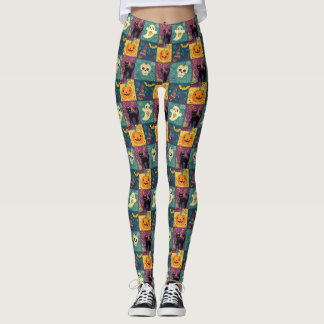 Felle Halloween Patchwork Print Leggings