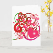 Felle harten en krullen voor geliefden kaart (Gele Bloem)