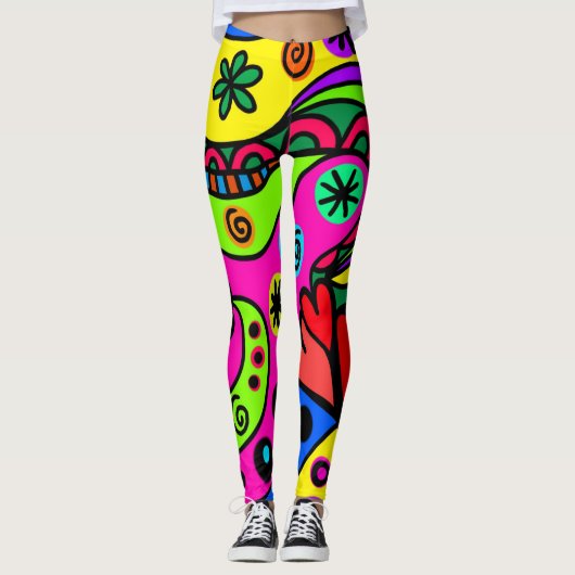 Felle harten en wervelpatroon leggings (Voorkant)