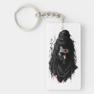 Felle Heer Shiva Mahakal Grunge Donkere Spatart Sleutelhanger