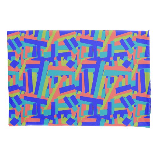 Felle heldere blauwe groene koraal abstracte patch kussensloop (Voorkant)