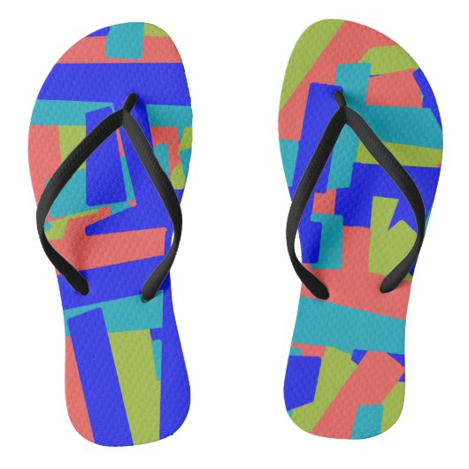 Felle heldere blauwe groene koraal abstracte patch teenslippers (Voetbed)