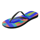 Felle heldere blauwe groene koraal abstracte patch teenslippers (Schuin)