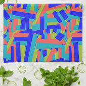 Felle heldere blauwe groene koraal abstracte patch theedoek (Gevouwen)