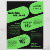 Felle heldergroene foto van personal trainer flyer (Achterkant)