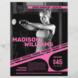 Felle helderroze foto van personal trainer flyer