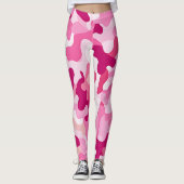 Felle hete roze camouflage yoga leggings (Voorkant)