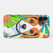 Felle hond met bloemen Case-Mate iPhone case (Achterkant (horizontaal))