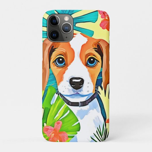 Felle hond met bloemen Case-Mate iPhone case (Achterkant)