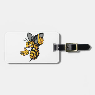 Felle Hornet Mascotte Boos Geel Bagagelabel