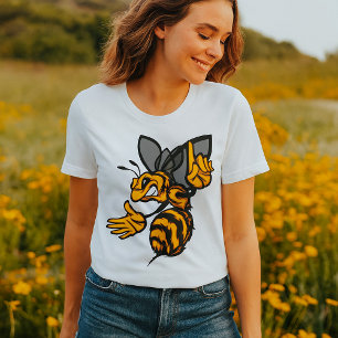 Felle Hornet Mascotte Boos Geel T-shirt