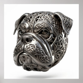 Felle Keltische Zilveren Bulldog Krijger Knoop Tot Poster