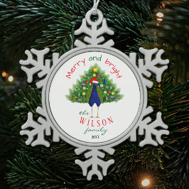 Felle Kerstboom Pauw Papieren Sierkaart Tin Sneeuwvlok Ornament