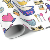 Felle keuken gereedschap Chef Baker patroon Cadeaupapier (Rol Hoek)