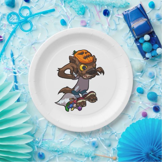 Felle kleine weerwolf truc of het behandelen van C Papieren Bordje (Feest)