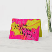 Felle Kleur Roze Geel Hulst Dagen Feestdagen Kaart (Voorkant)