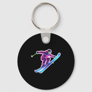 Felle kleur skisport kunst ski liefhebber skiler w sleutelhanger