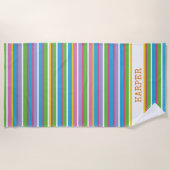 Felle Kleur Strepen NAME Moderne Zomer Pret Hip Strandlaken (Voorkant)