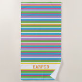 Felle Kleur Strepen NAME Moderne Zomer Pret Hip Strandlaken (Voorkant)