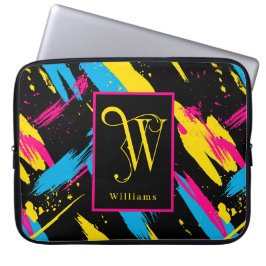 Felle Kleur Swooshes Monogram, Achternaam Laptop Sleeve