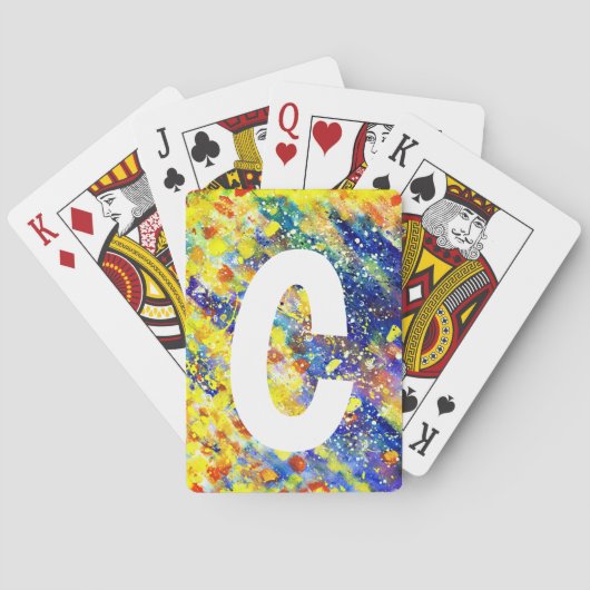 Felle Kleurrijke Abstracte Monogram Pokerkaarten (Achterkant)