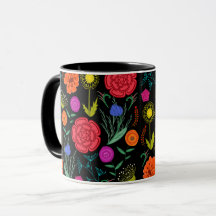 Felle Kleurrijke Bloemen op Zwart