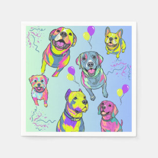Felle Kleurrijke Feest Honden Cocktail Servetten