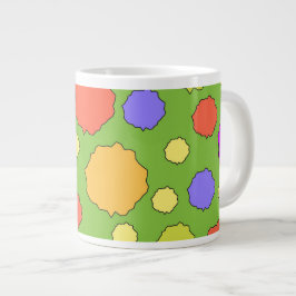 Felle kleurrijke koffiemok met polkadots grote koffiekop