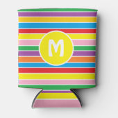 Felle Kleurrijke Regenboog Gestreepte Monogram Blikjeskoeler (Voorkant)