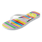 Felle Kleurrijke Regenboog Gestreepte Monogram Teenslippers (Schuin)