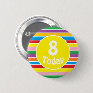 Felle Kleurrijke Regenboog Gestreepte Verjaardagsl Ronde Button 5,7 Cm