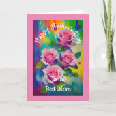 Felle & Kleurrijke Roze Rozen Moederdag Feestdagen Kaart (Voorkant)