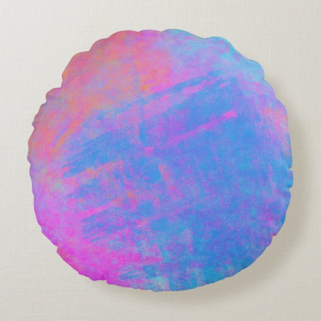 Felle Kleurrijke Spatten Rond Kussen (Voorkant)