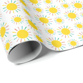 Felle Kleurrijke Zon Kinderen Verjaardag Cadeaupapier