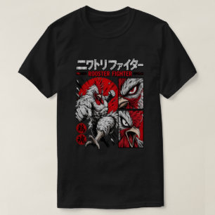 Felle krijger haan Manga-stijl vechtsporten T-shirt