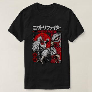 Felle krijger haan Manga-stijl vechtsporten T-shirt