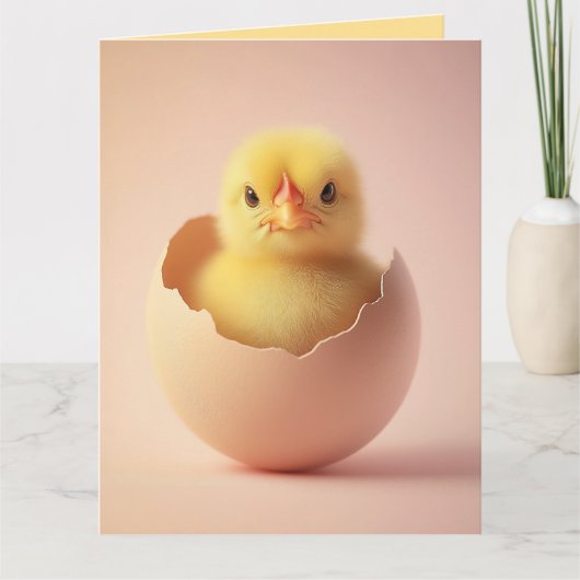 Felle kuiken in eierschaal kaart (Voorkant)