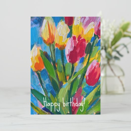 Felle lentetulpen , schilderen  kaart (Staand voorkant)