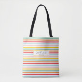 felle leugenachtige regenboogstrips school tote bag (Voorkant)
