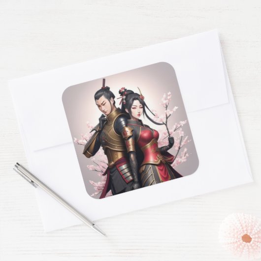 Felle liefde, zachte randen. vierkante sticker (Envelop)