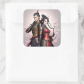 Felle liefde, zachte randen. vierkante sticker (Tas)