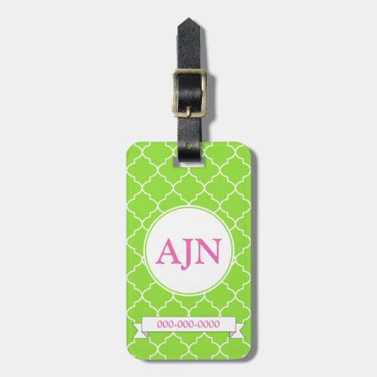 Felle Lime Monogram Bagagelabel (Voorkant verticaal)