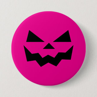 Felle magenta roze Jack-o-lantern pompoen gezicht Ronde Button 7,6 Cm