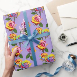 Felle Meerkleurige Rozen In Regenboogtinten Cadeaupapier