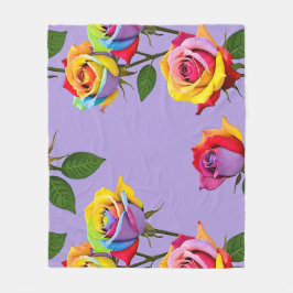 Felle Meerkleurige Rozen In Regenboogtinten Fleece Deken