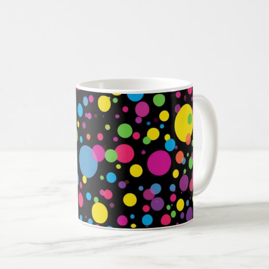 Felle multikleur polka stippen koffiemok (Voorkant rechts)
