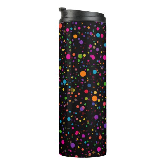 Felle multikleur polka stippen thermosbeker (Geroteerd rechts)